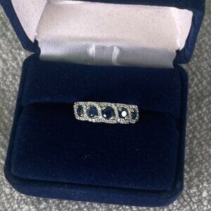 14K White Gold Sapphire and Diamond Ring (Women's)